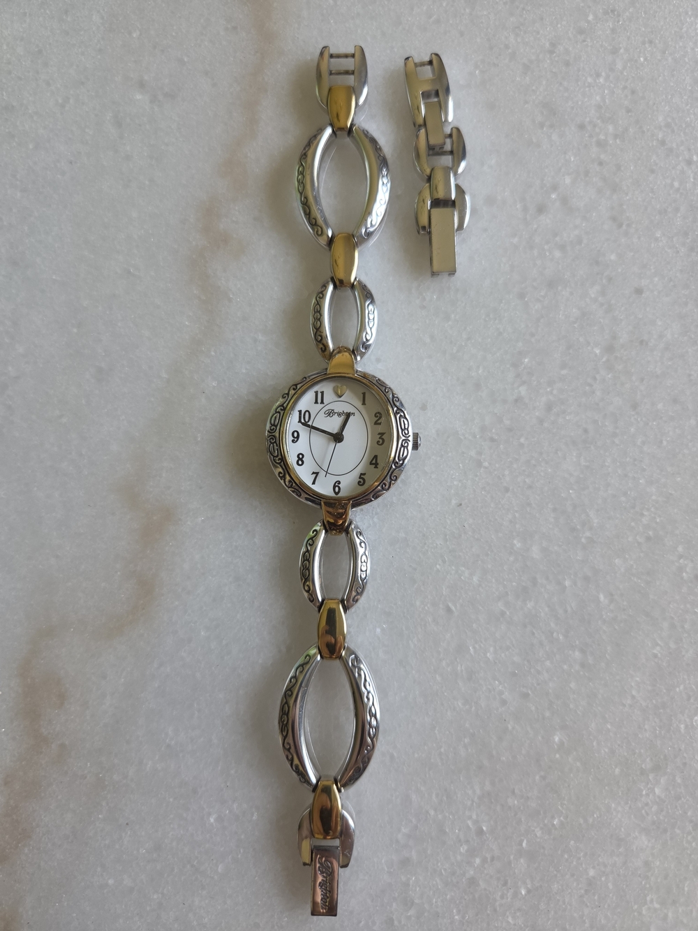 Brighton Alta Watch Women's Silver & Gold Heart Design - Needs Battery
